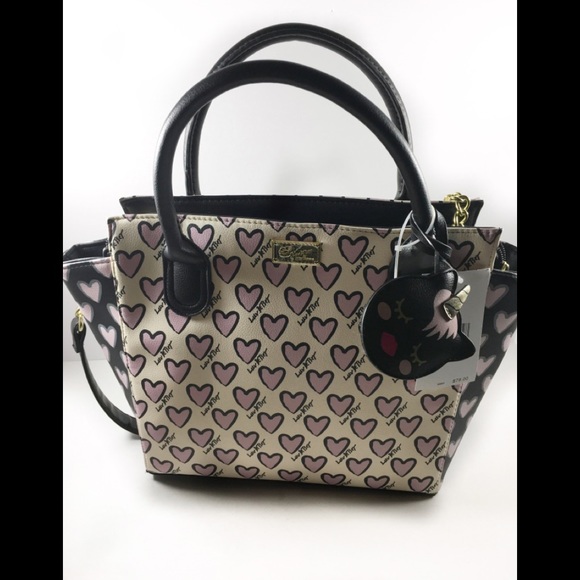 Betsey Johnson Handbags - NWT LUV Betsey Johnson Pink Black Heart Purse